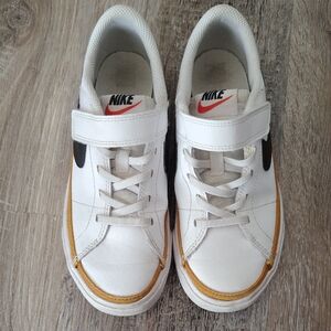Nike Kids White and Gold Accent Sneakers